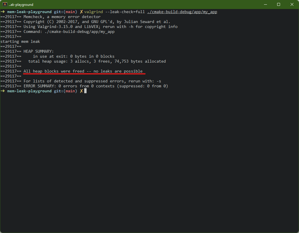 Valgrind no leaks